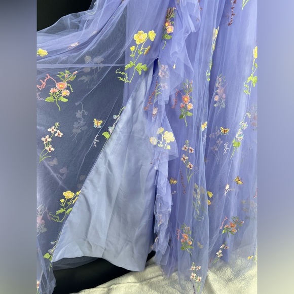 Fairycore formal Spaghetti Strap Floral Embriodered Dress in Purple size 10 NWOT - Picture 6 of 16